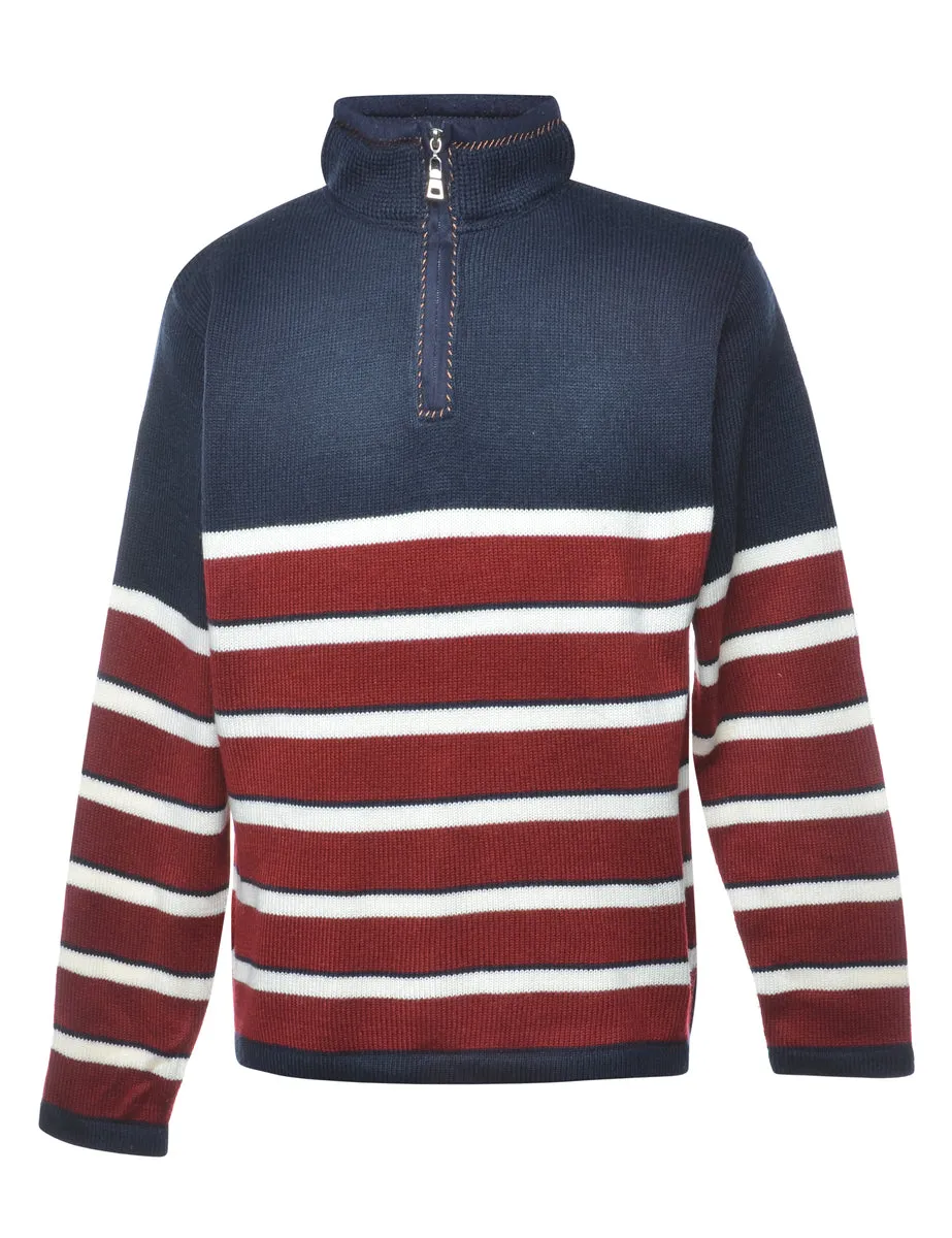 Striped Turtle Neck Jumper - L