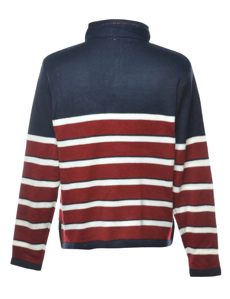 Striped Turtle Neck Jumper - L