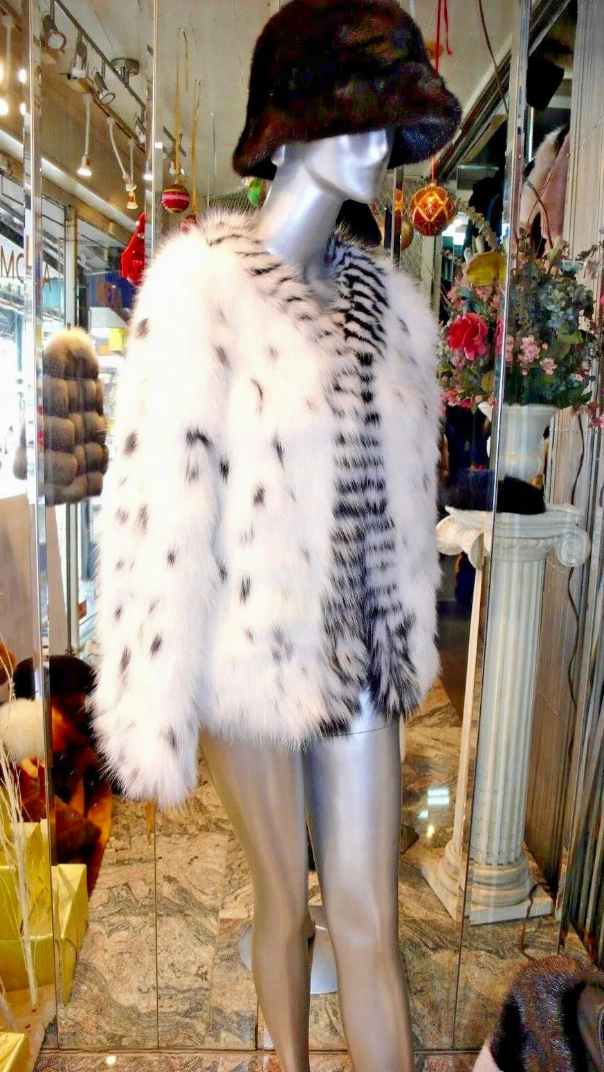 Stunning Black & White Fox Fur Jacket Very Stylish & Youthful Design SUPER SALE!!!