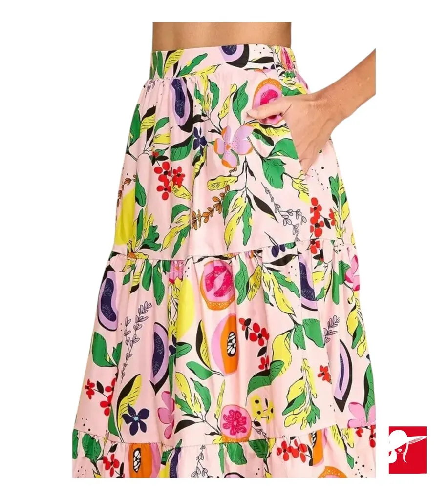 TCEC Floral tiered midi skirt NEW size S