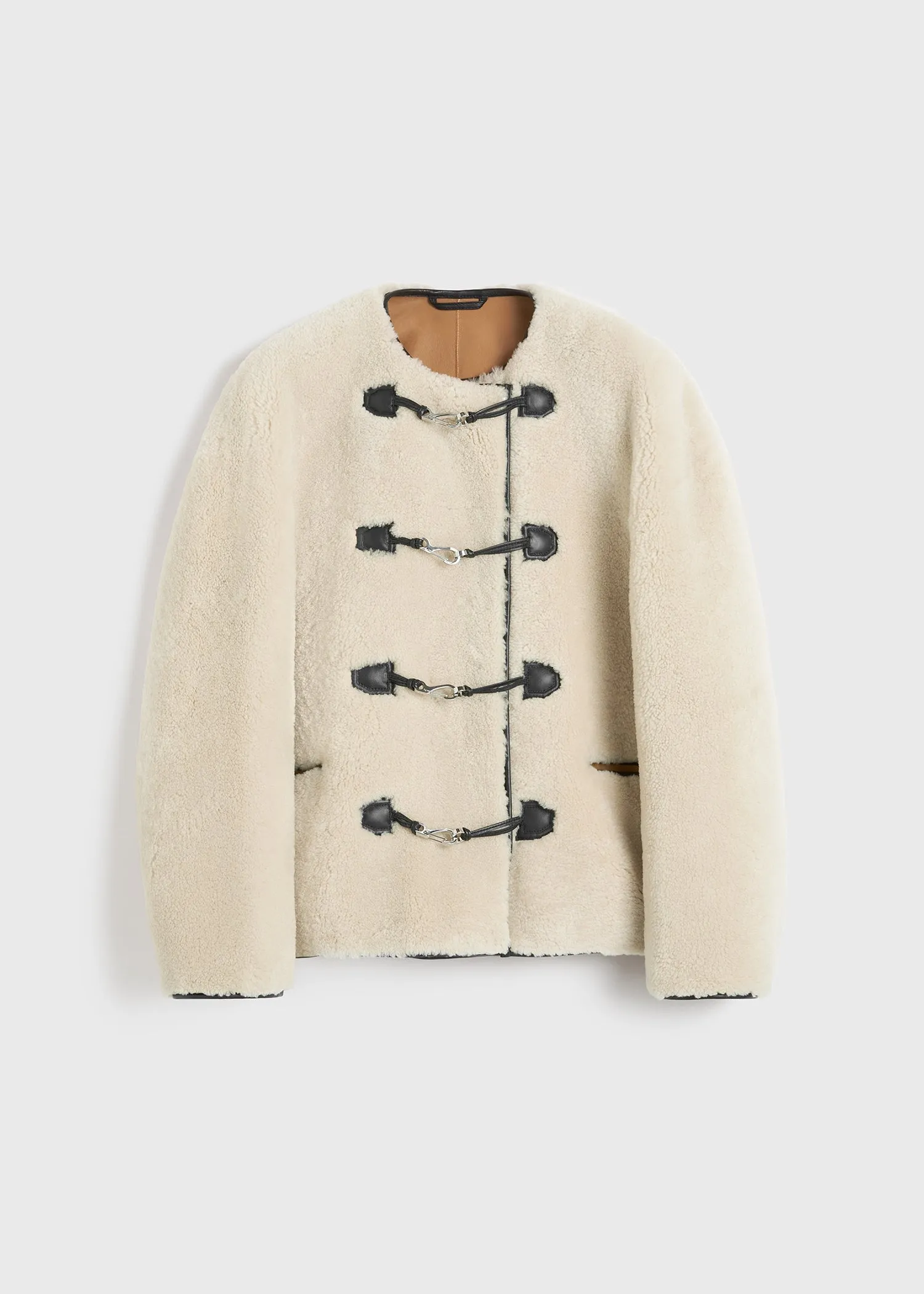 Teddy shearling clasp jacket off-white