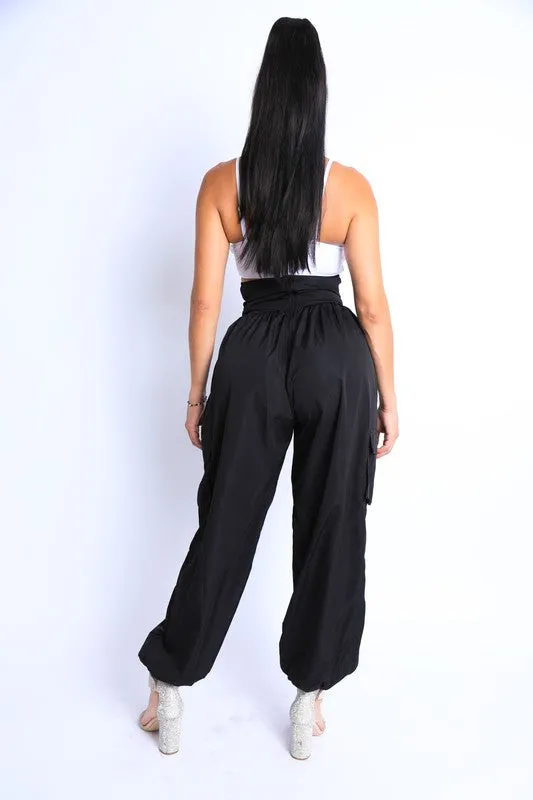 Tie Detailed High Waist Jogger Pants