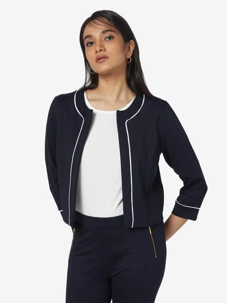 Wardrobe Navy Contrast Design Jacket