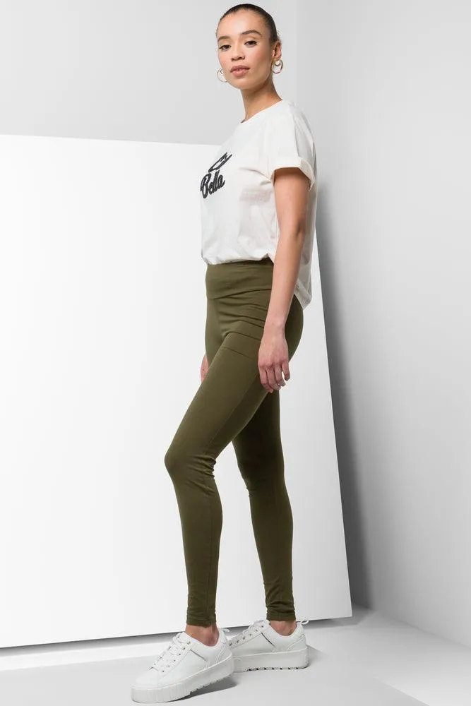 Wide Waist Leggings Olive Green