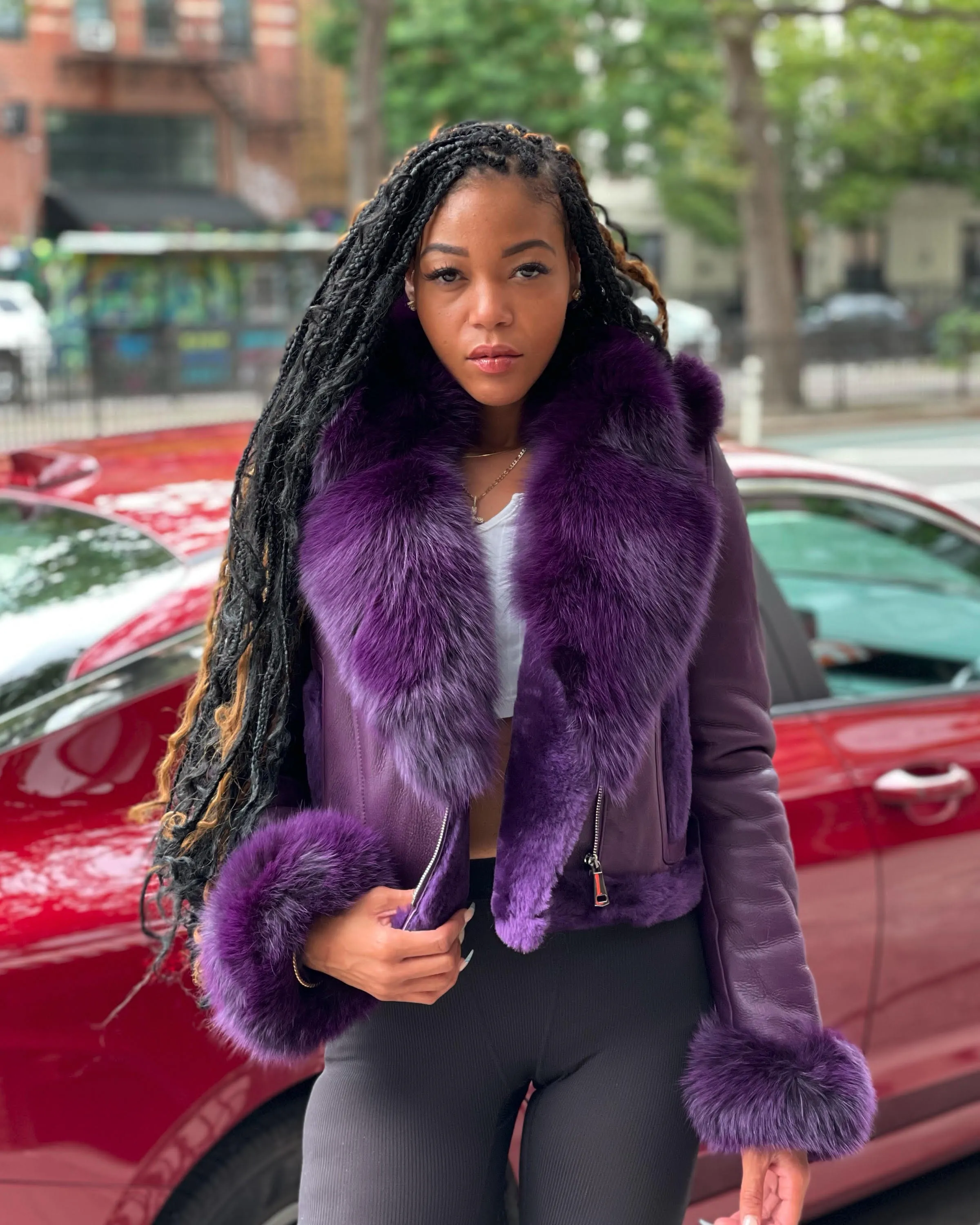 WOMEN SHEARLING- PURPLE CROP TOP