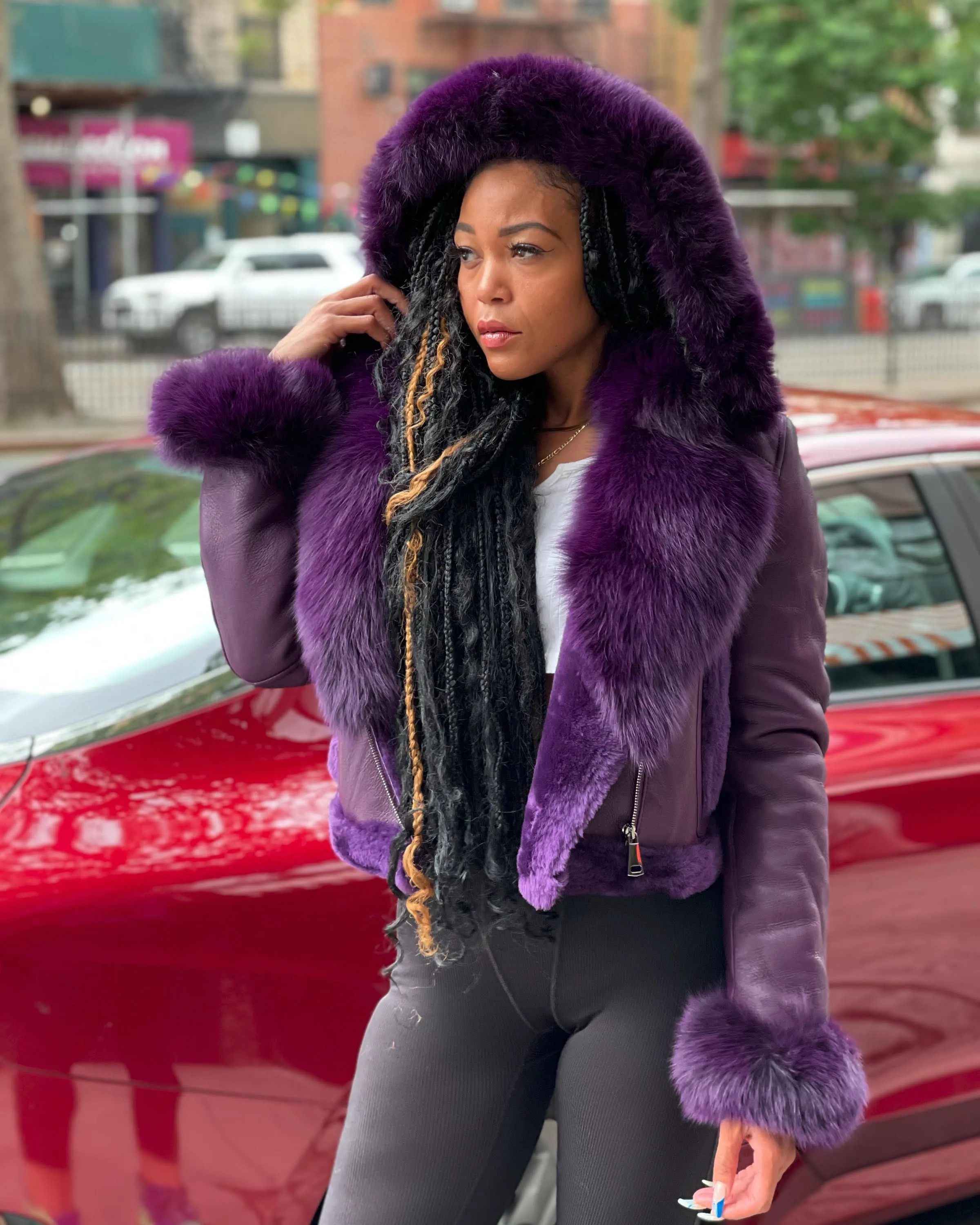 WOMEN SHEARLING- PURPLE CROP TOP