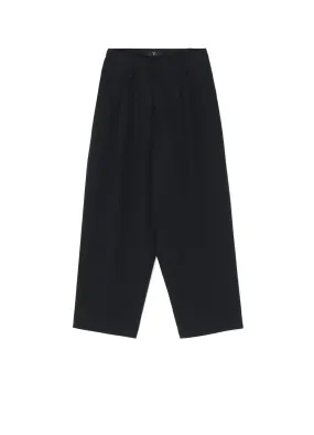 WOOL GABARDINE HIGH WAIST BELTED PANTS