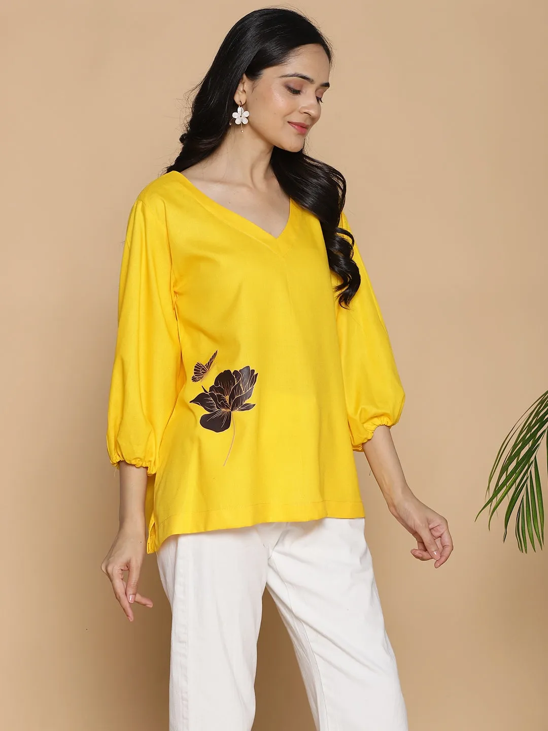 Yellow Rayon Top - WildflowerWhirl