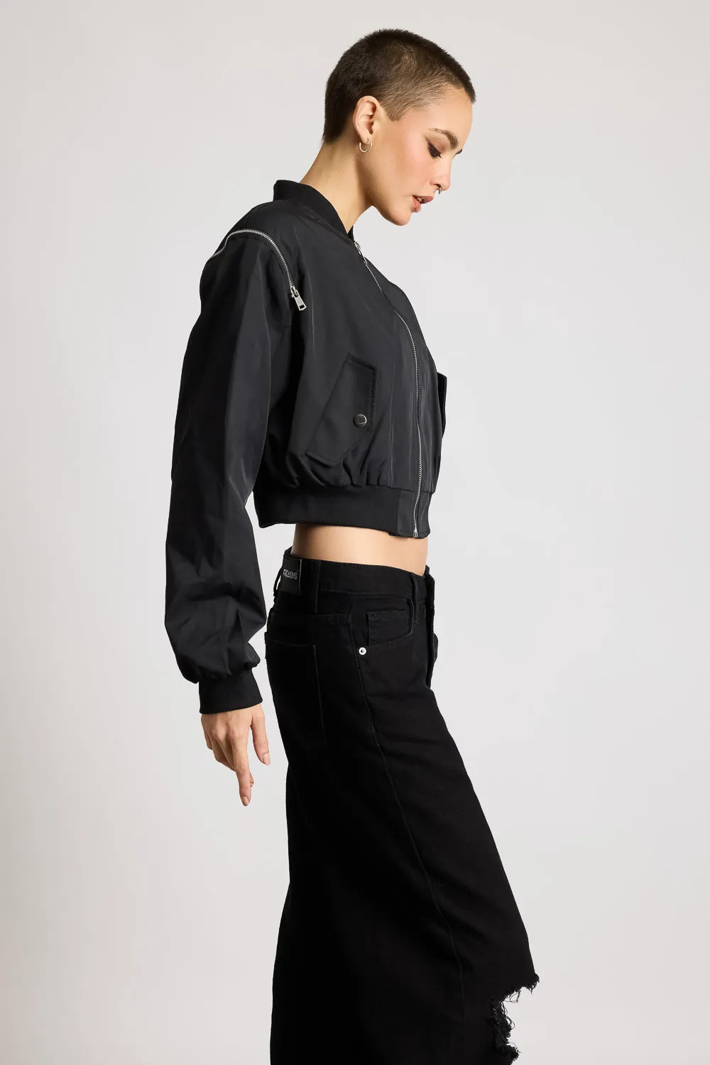 Zip With Me Black Bomber Jacket