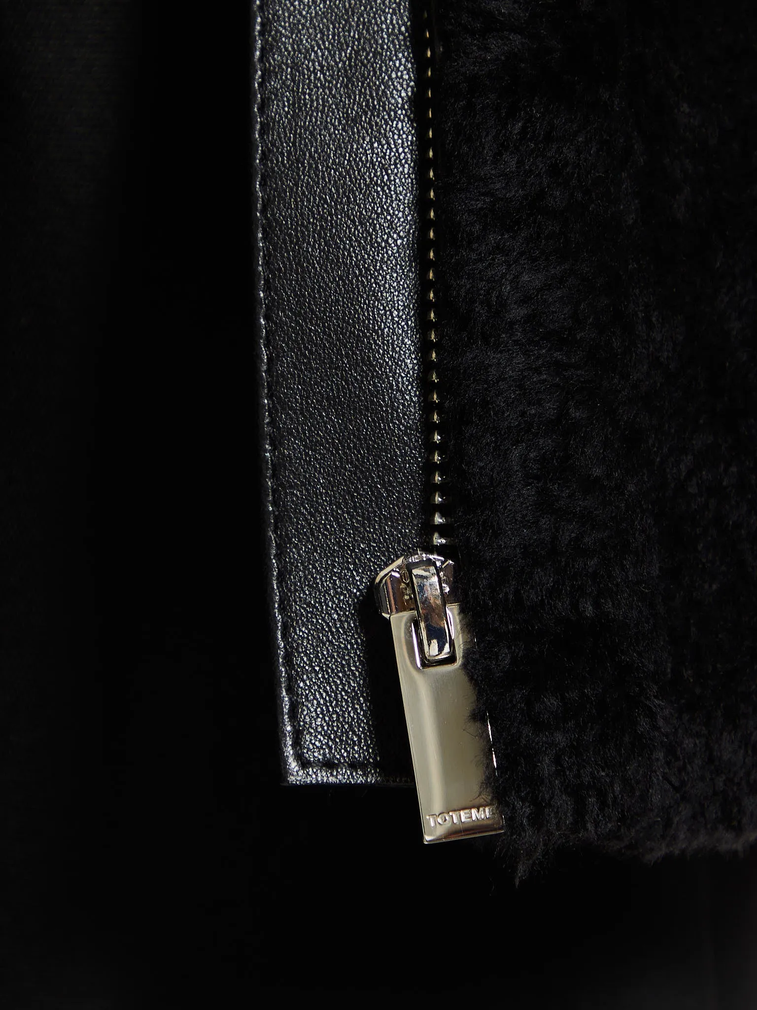 Zipped Teddy Shearling Jacket in Black